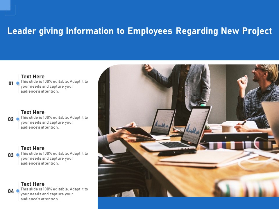 Leader Giving Information To Employees Regarding New Project Ppt PowerPoint Presentation Pictures Brochure PDF