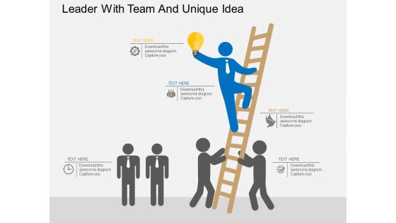 Leader With Team And Unique Idea Powerpoint Template