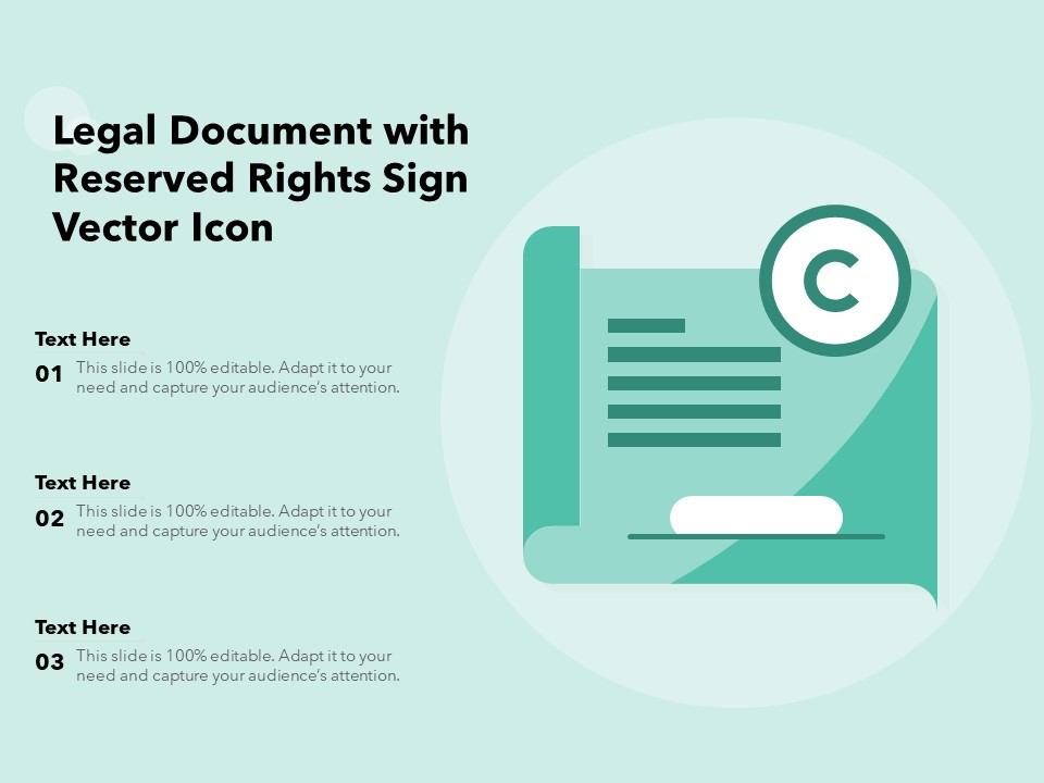 Legal Document With Reserved Rights Sign Vector Icon Ppt PowerPoint Presentation Example File PDF