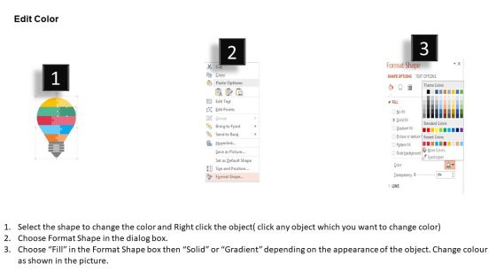 Light Bulb With Five Puzzle Steps Powerpoint Templates