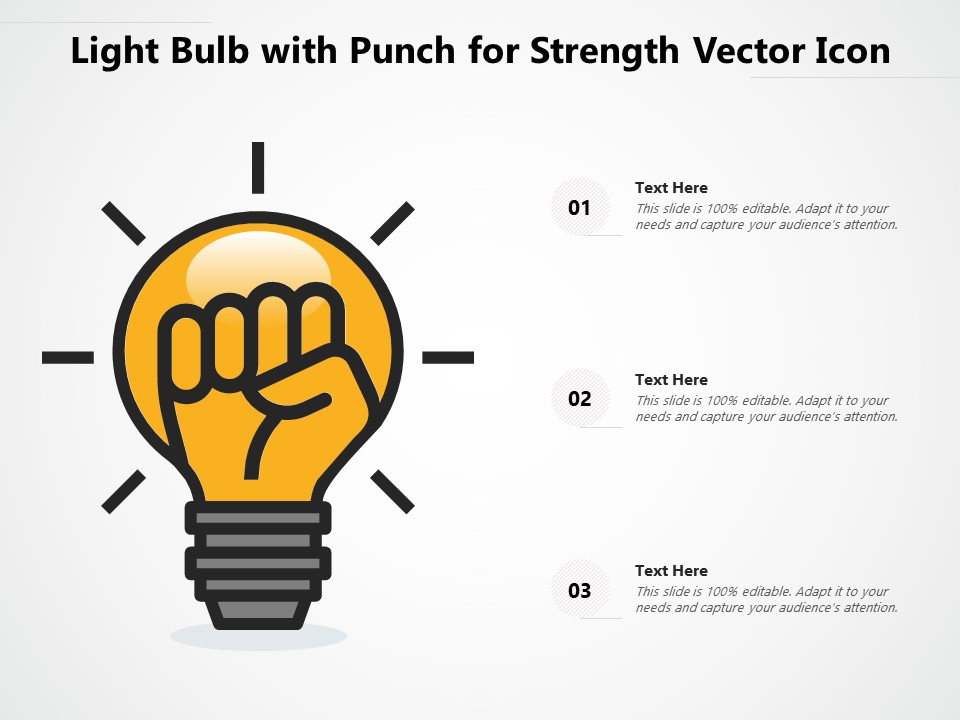 Light Bulb With Punch For Strength Vector Icon Ppt PowerPoint Presentation Gallery Layouts PDF