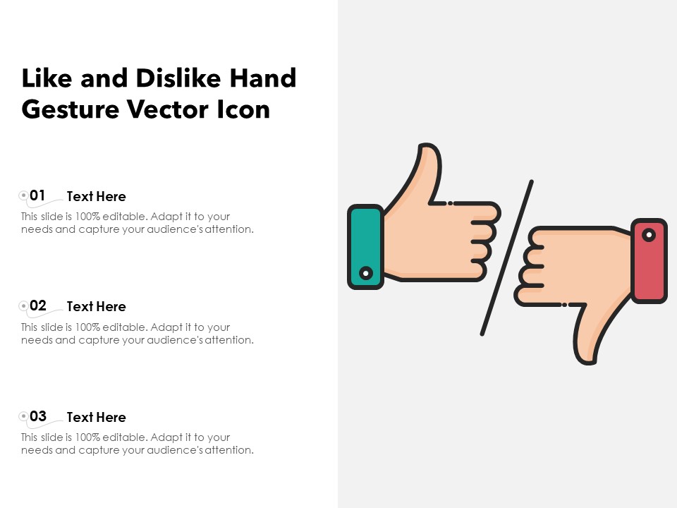 Like And Dislike Hand Gesture Vector Icon Ppt PowerPoint Presentation Infographics Slideshow PDF