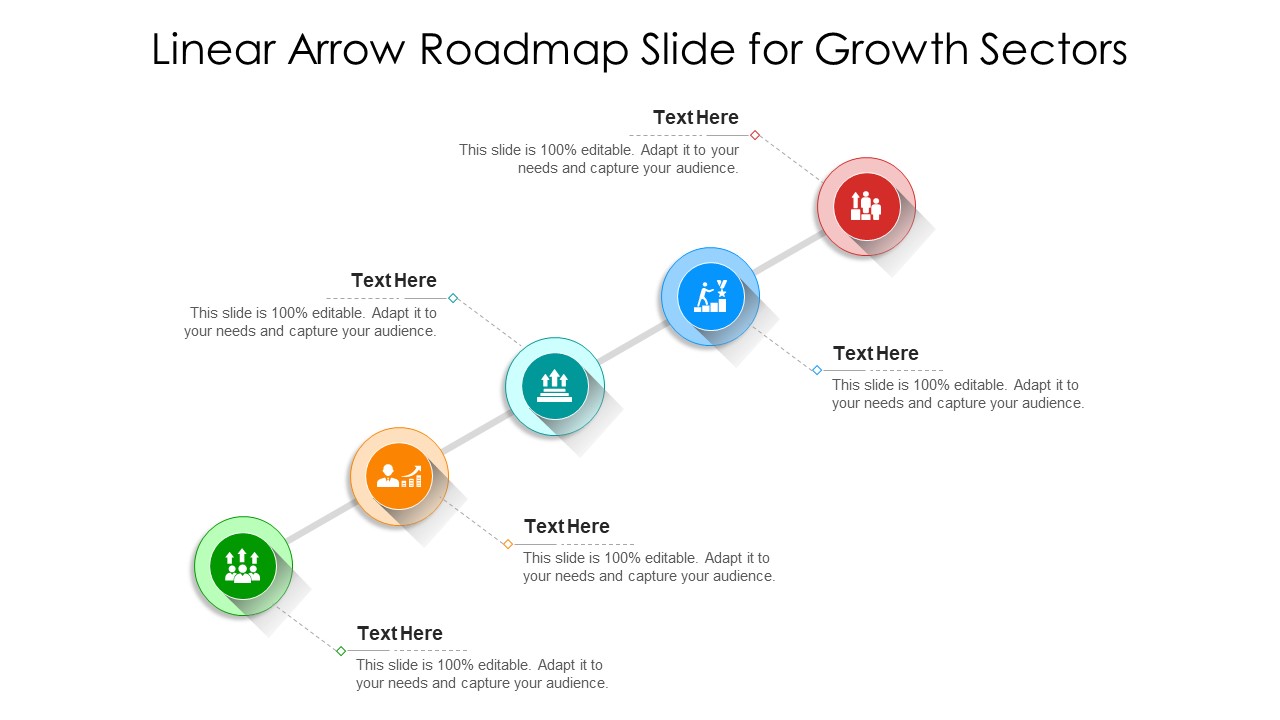 Linear Arrow Roadmap Slide For Growth Sectors Ppt PowerPoint Presentation Gallery Mockup PDF