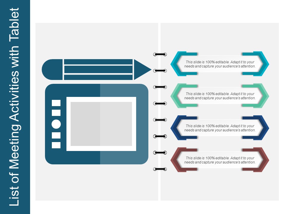 List Of Meeting Activities With Tablet Ppt PowerPoint Presentation Infographics Examples