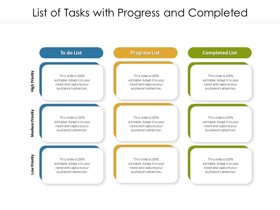 List Of Tasks With Progress And Completed Ppt Styles Aids PDF