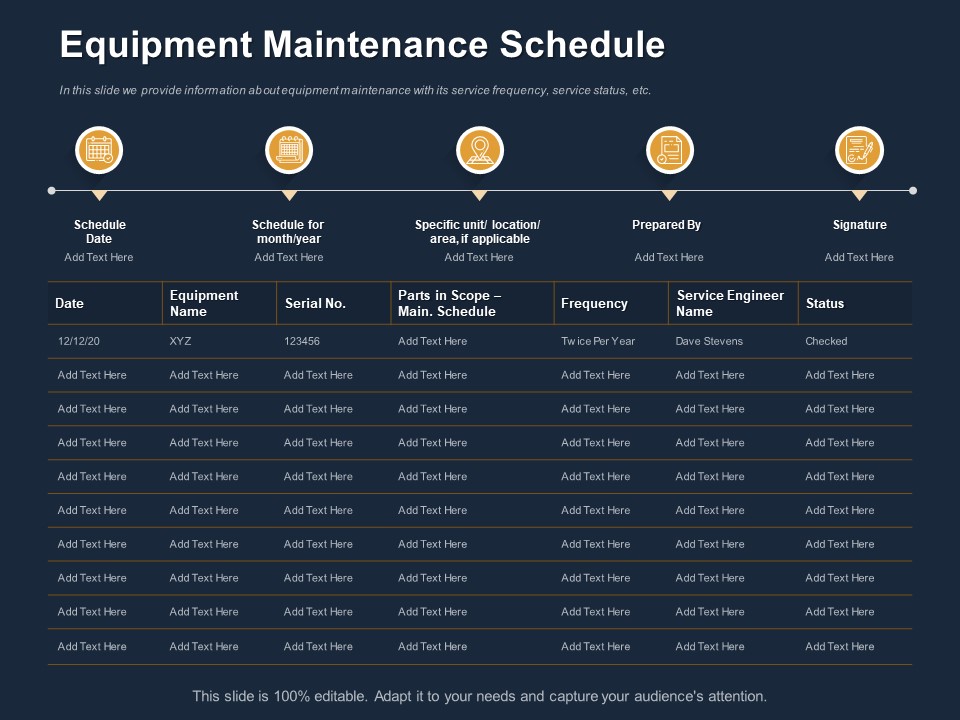 Logistics Events Equipment Maintenance Schedule Ppt Inspiration Graphics Download PDF