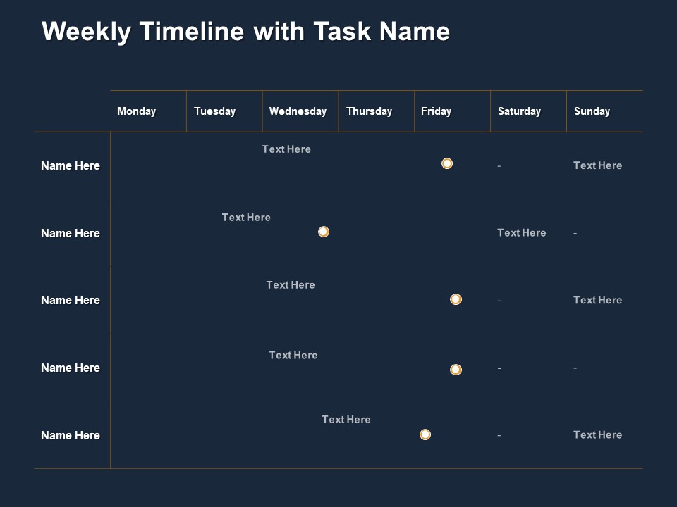 Logistics Events Weekly Timeline With Task Name Ppt Icon Layout PDF