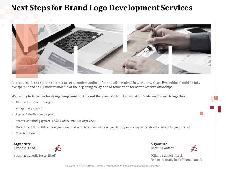 Logo Design Next Steps For Brand Logo Development Services Ppt Portfolio File Formats PDF