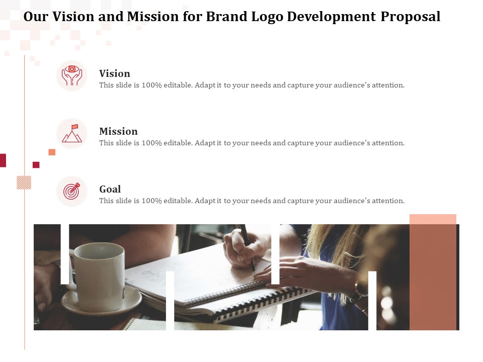 Logo Design Our Vision And Mission For Brand Logo Development Proposal Template PDF