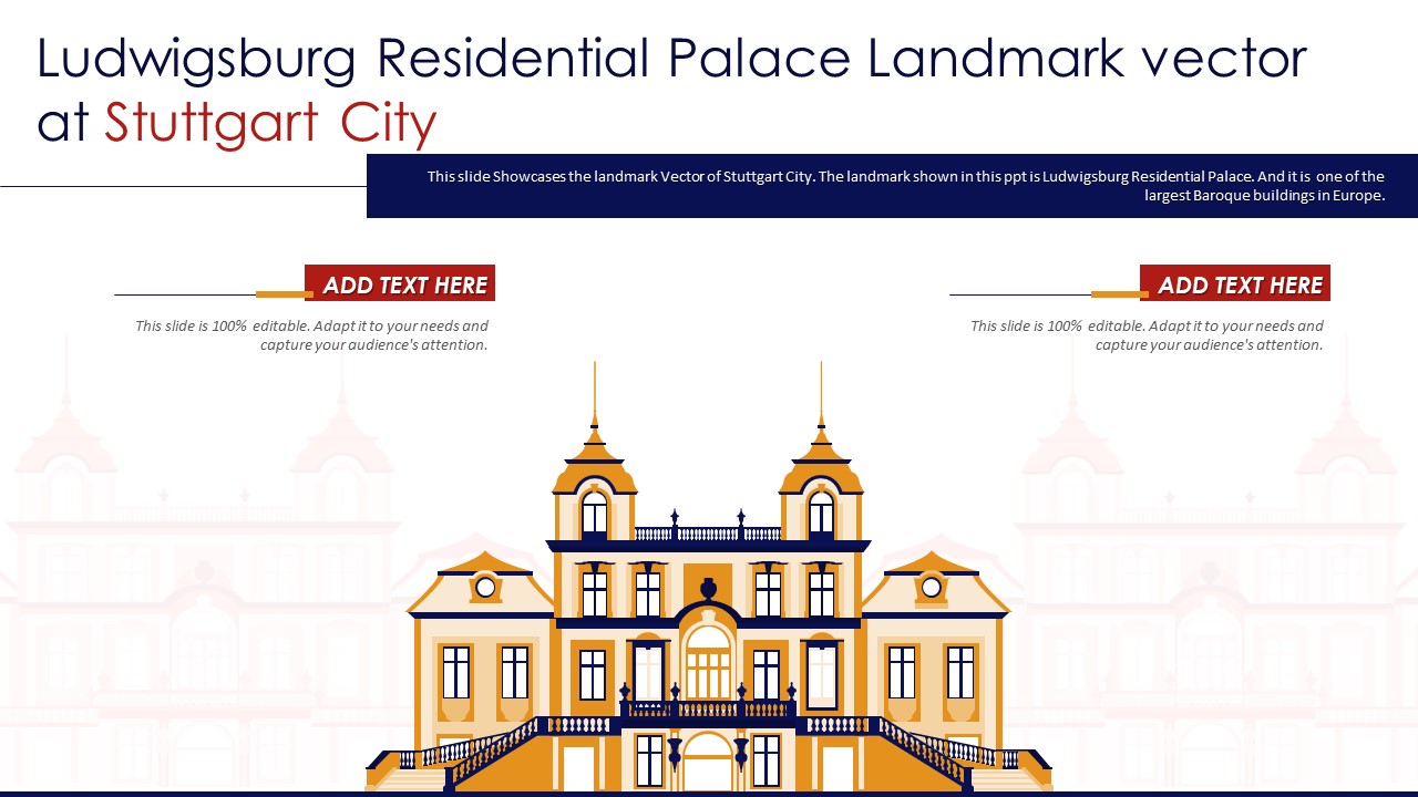 Ludwigsburg Residential Palace Landmark Vector At Stuttgart City PowerPoint Presentation PPT Template PDF