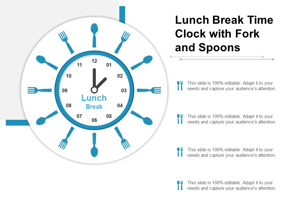 Lunch Break Time Clock With Fork And Spoons Ppt PowerPoint Presentation File Portrait