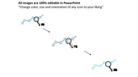 Magnifier On Growth Chart For Business Growth Indication Powerpoint Template