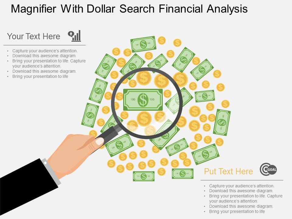 Magnifier With Dollar Search Financial Analysis Powerpoint Template