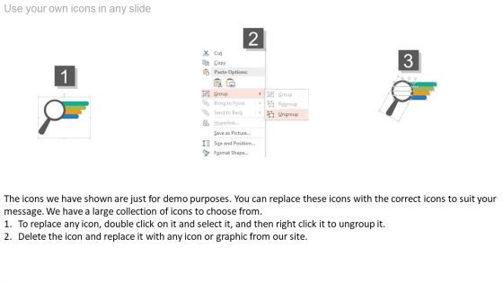 Magnifier With Four Options Tags Powerpoint Slides