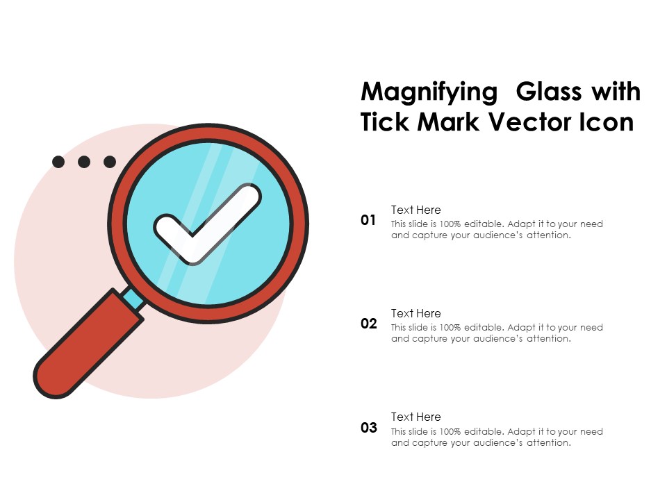 Magnifying Glass With Tick Mark Vector Icon Ppt PowerPoint Presentation File Information PDF