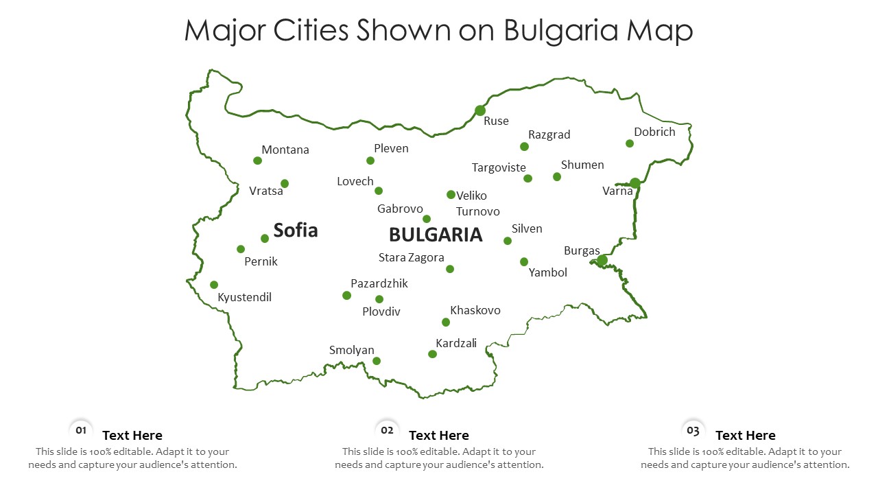 Major Cities Shown On Bulgaria Map Ppt PowerPoint Presentation File Elements PDF