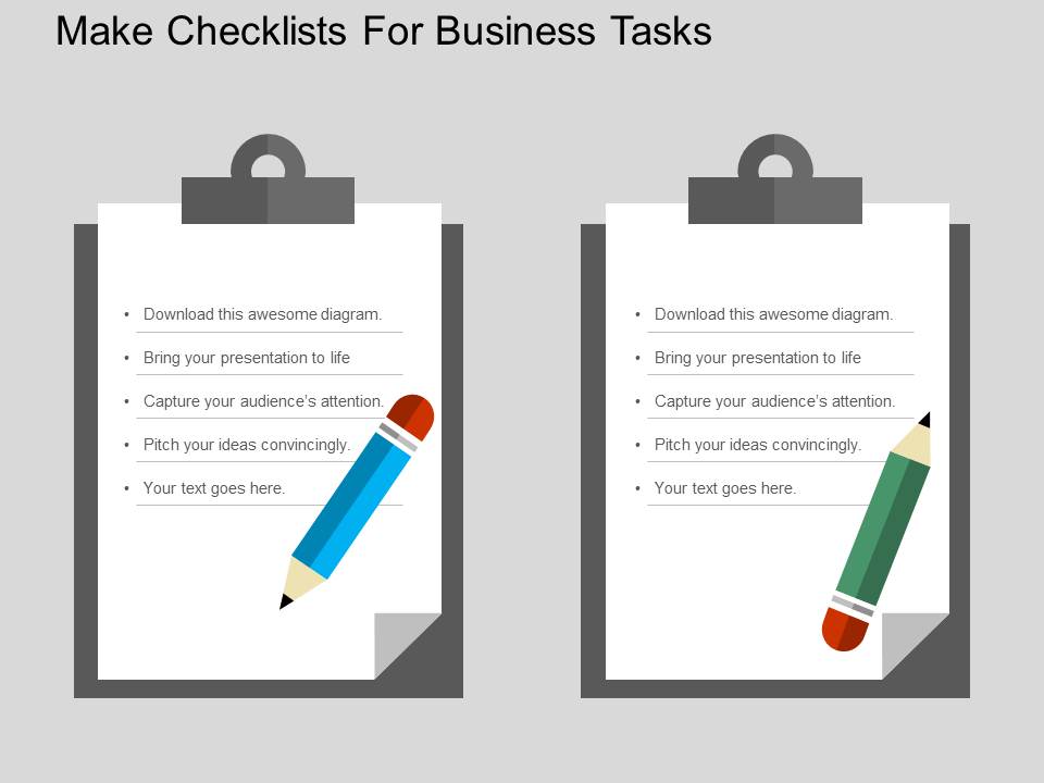 Make Checklists For Business Tasks Powerpoint Templates