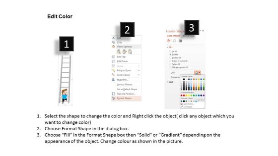 Man Climbing Ladder For Success Powerpoint Template