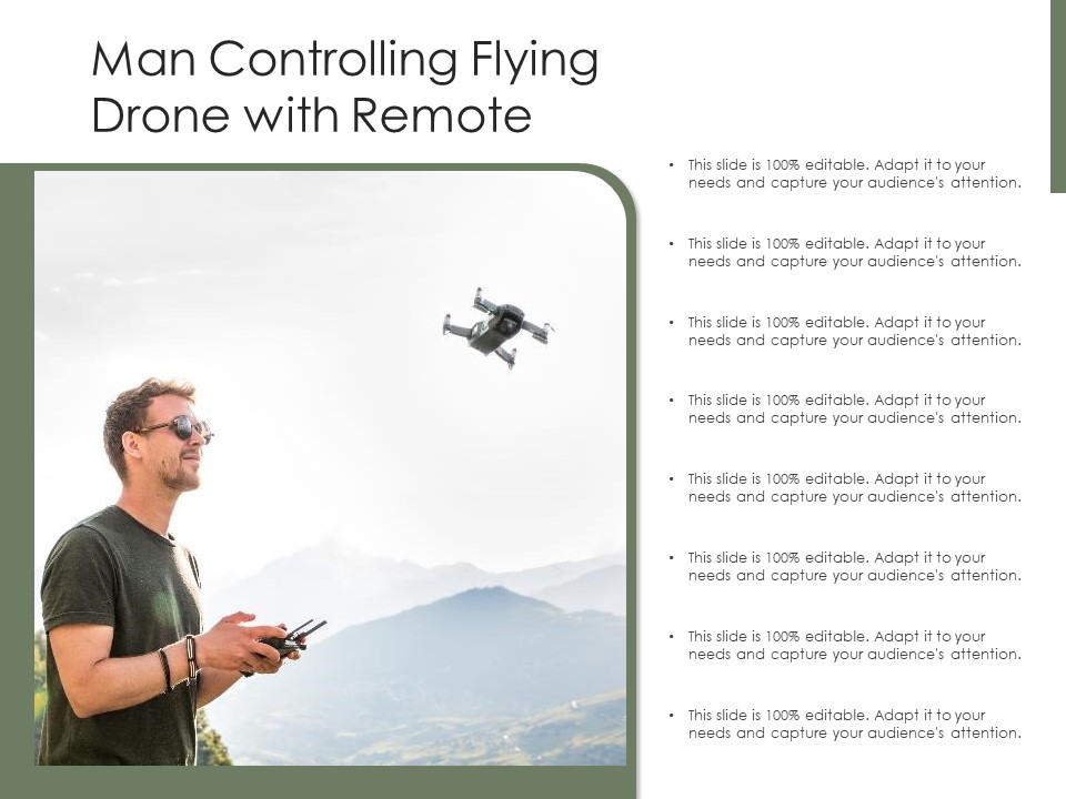 Man Controlling Flying Drone With Remote Ppt PowerPoint Presentation Icon Example PDF