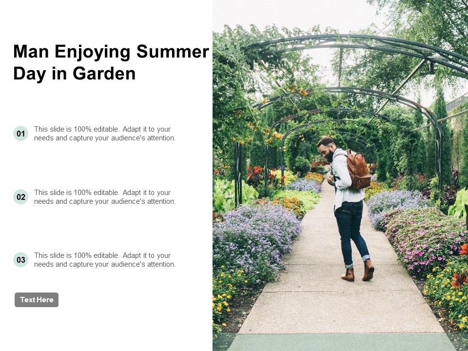 Man Enjoying Summer Day In Garden Ppt PowerPoint Presentation Gallery Ideas