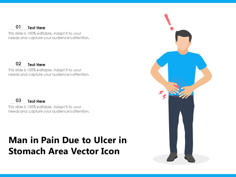 Man In Pain Due To Ulcer In Stomach Area Vector Icon Ppt PowerPoint Presentation Pictures Example File PDF