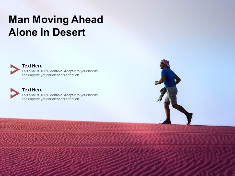 Man Moving Ahead Alone In Desert Ppt PowerPoint Presentation Styles Format