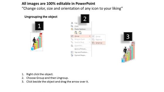 Man On Bar Graph Towards Piggy Bank Powerpoint Templates