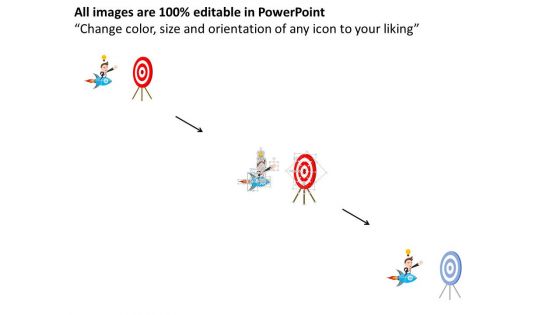 Man On Rocket Towards Target Powerpoint Template