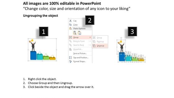 Man On Top With Success Trophy Powerpoint Template