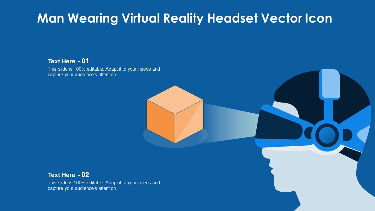 Man Wearing Virtual Reality Headset Vector Icon Ppt PowerPoint Presentation File Layout Ideas PDF