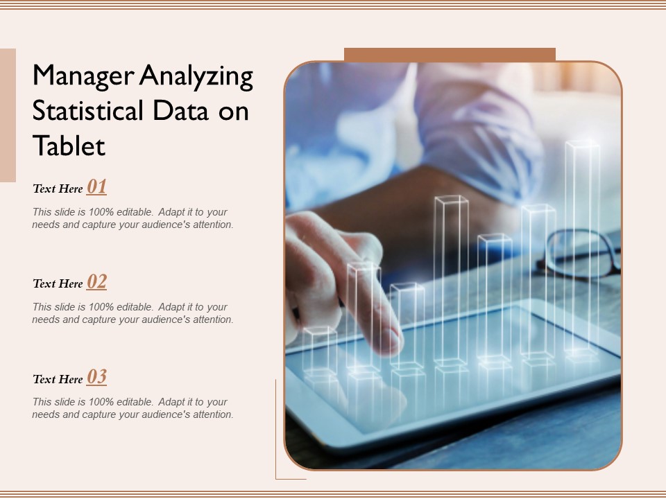 Manager Analyzing Statistical Data On Tablet Ppt PowerPoint Presentation Inspiration Graphics Download PDF