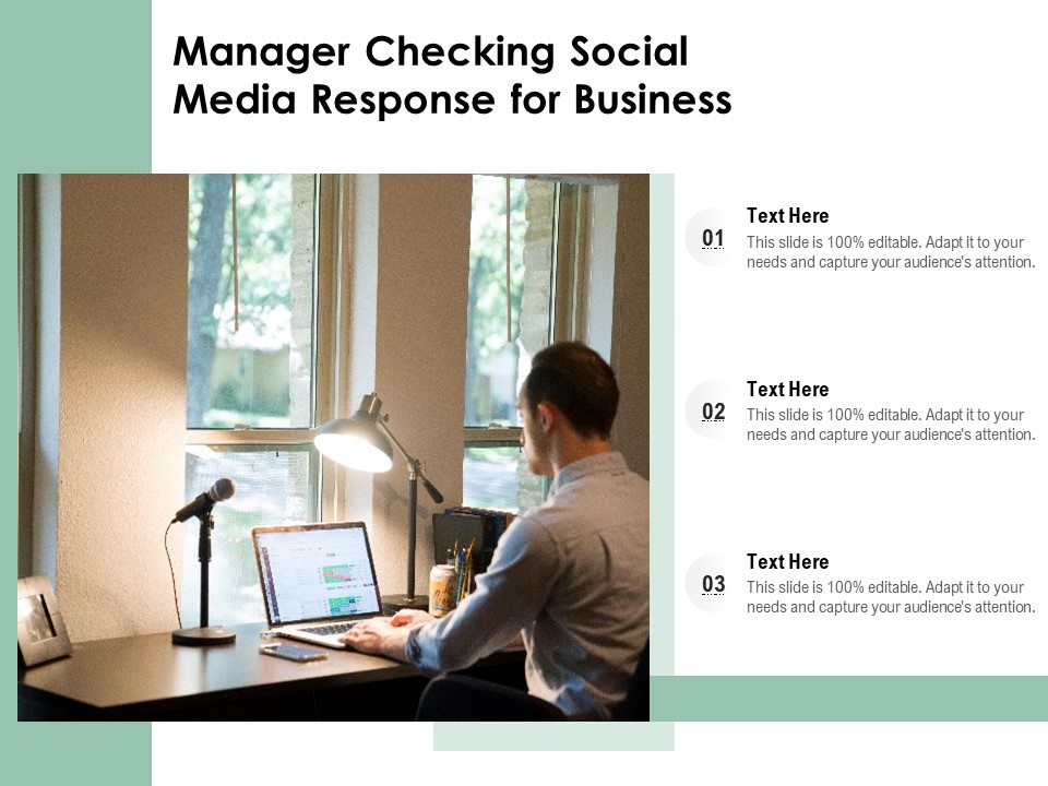 Manager Checking Social Media Response For Business Ppt PowerPoint Presentation Gallery Templates PDF