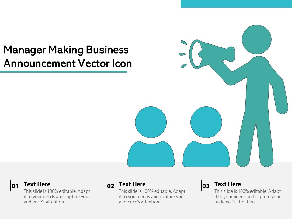 Manager Making Business Announcement Vector Icon Ppt PowerPoint Presentation Gallery File Formats PDF