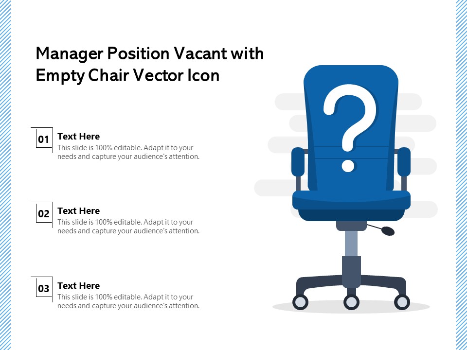 Manager Position Vacant With Empty Chair Vector Icon Ppt PowerPoint Presentation Slides Gallery PDF