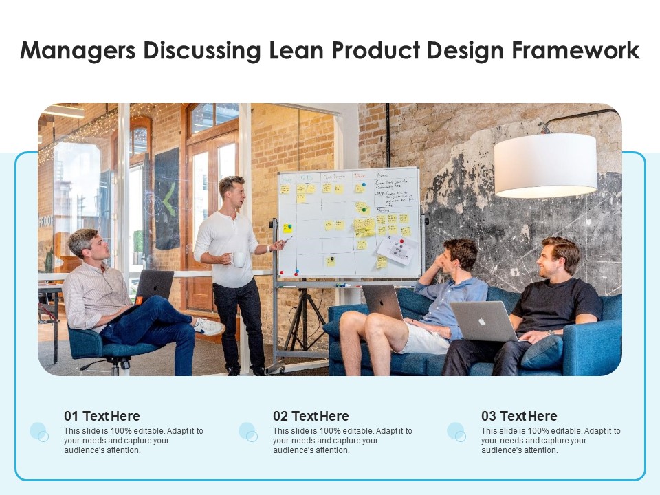 Managers Discussing Lean Product Design Framework Ppt PowerPoint Presentation Portfolio Example Topics PDF
