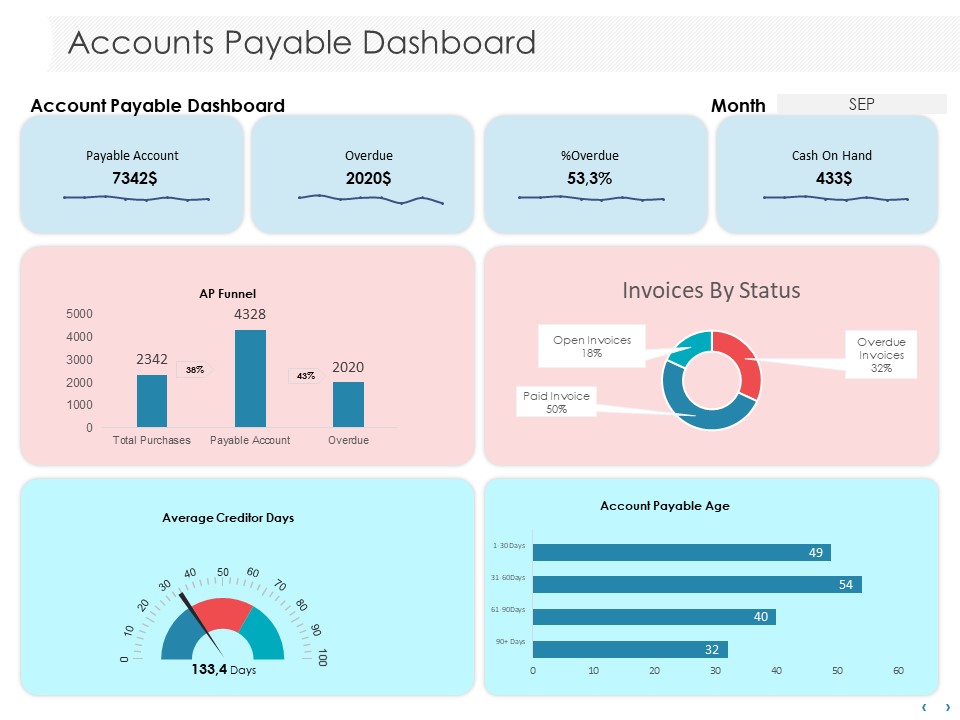 Managing CFO Services Accounts Payable Dashboard Ppt Gallery Smartart PDF