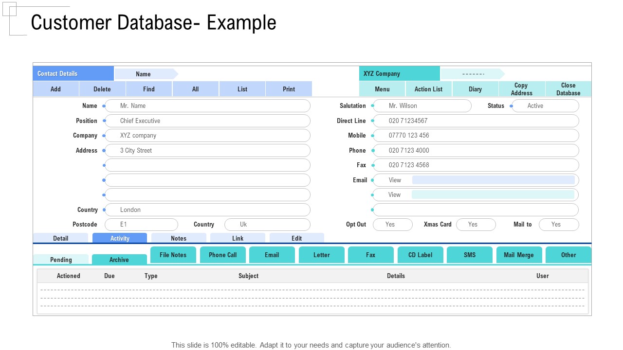 Managing Customer Experience Customer Database Example Information PDF