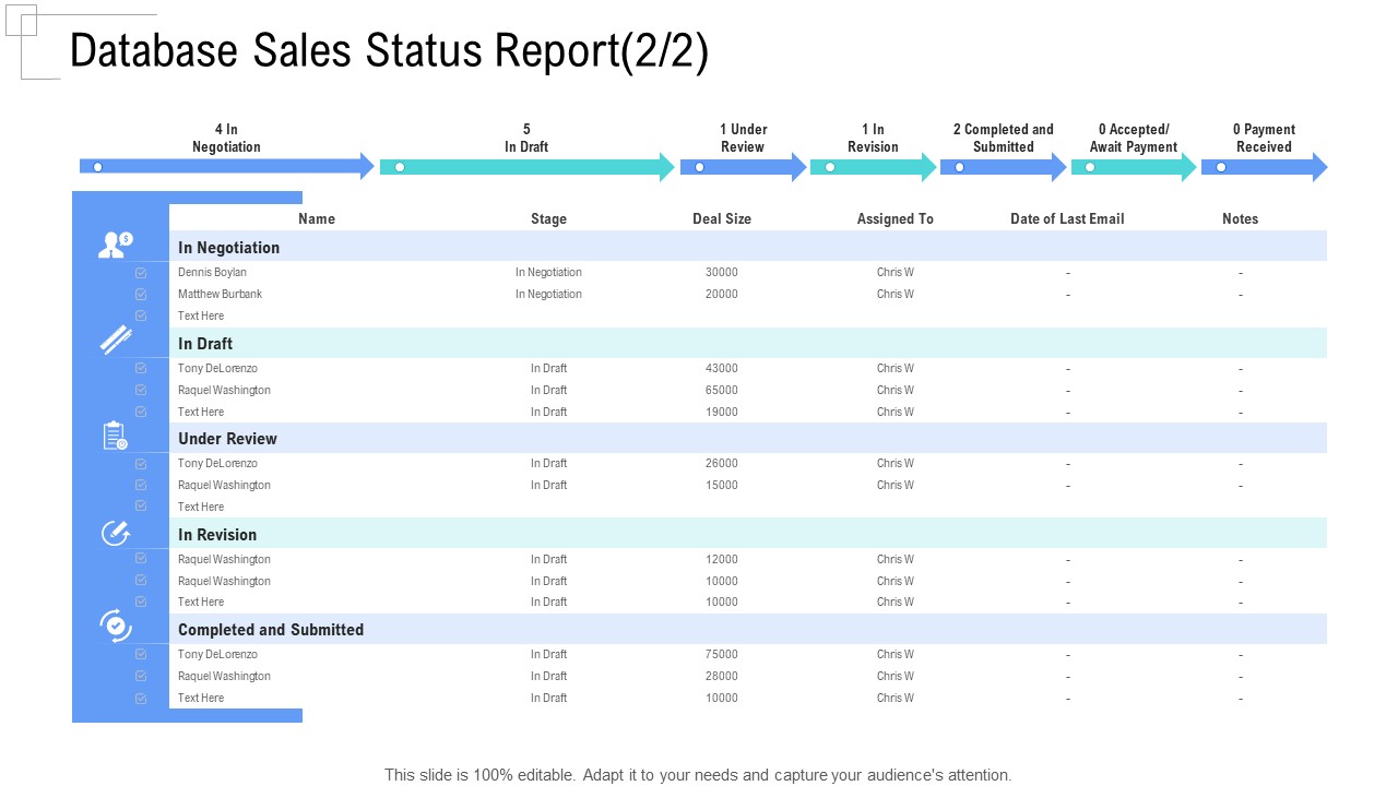 Managing Customer Experience Database Sales Status Report Stage Demonstration PDF