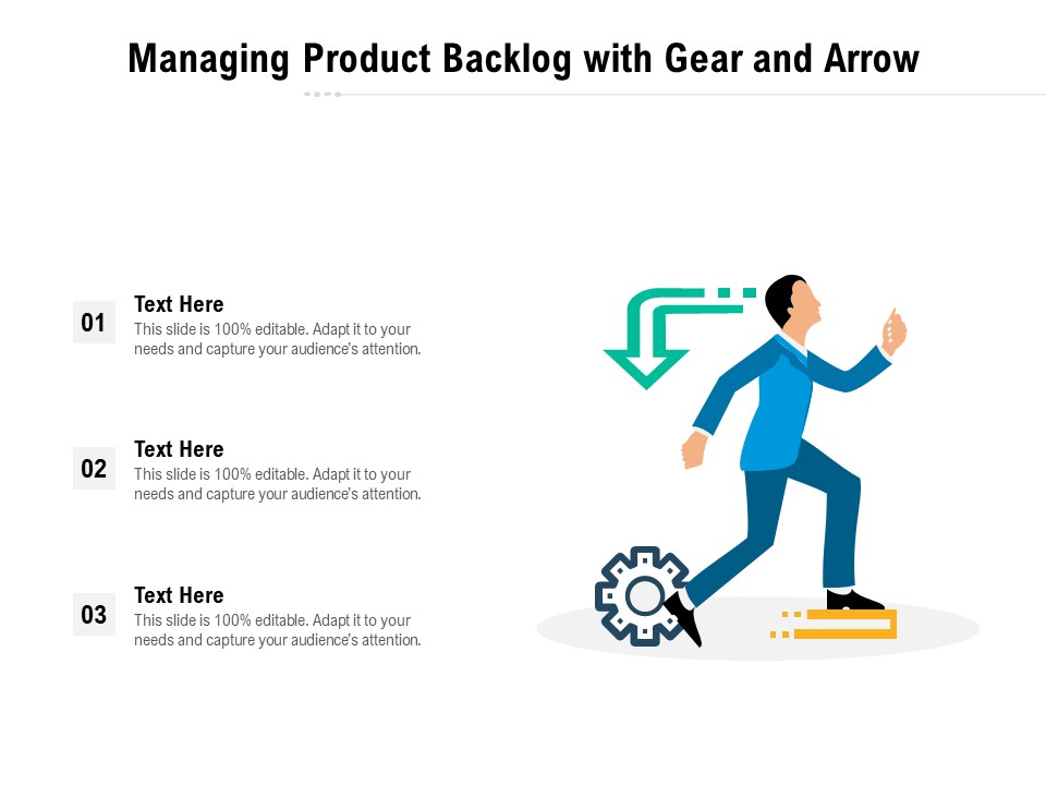 Managing Product Backlog With Gear And Arrow Ppt PowerPoint Presentation Inspiration Portrait PDF
