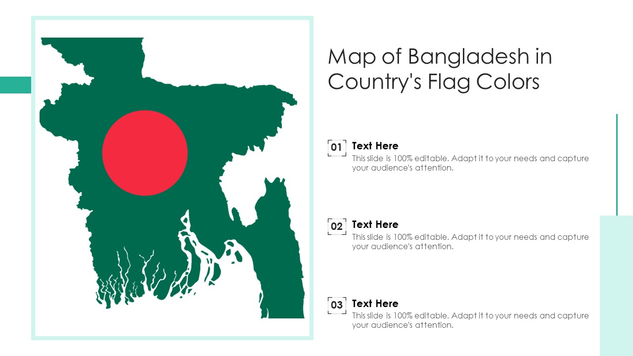 Map Of Bangladesh In Countrys Flag Colors Ppt PowerPoint Presentation Gallery Example File PDF