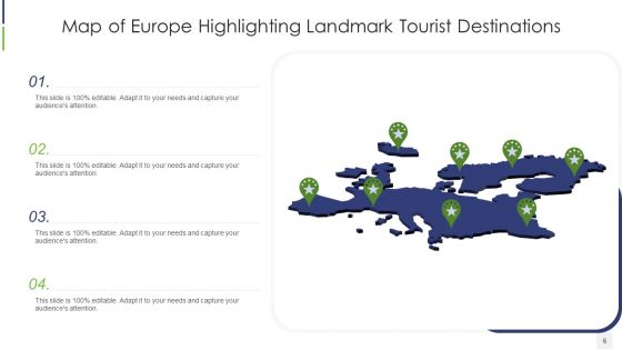 Map Of Europe Highlighting Landmark Ppt PowerPoint Presentation Complete Deck With Slides