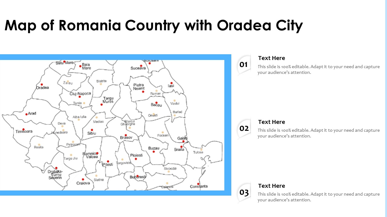 Map Of Romania Country With Oradea City Ppt PowerPoint Presentation File Samples PDF