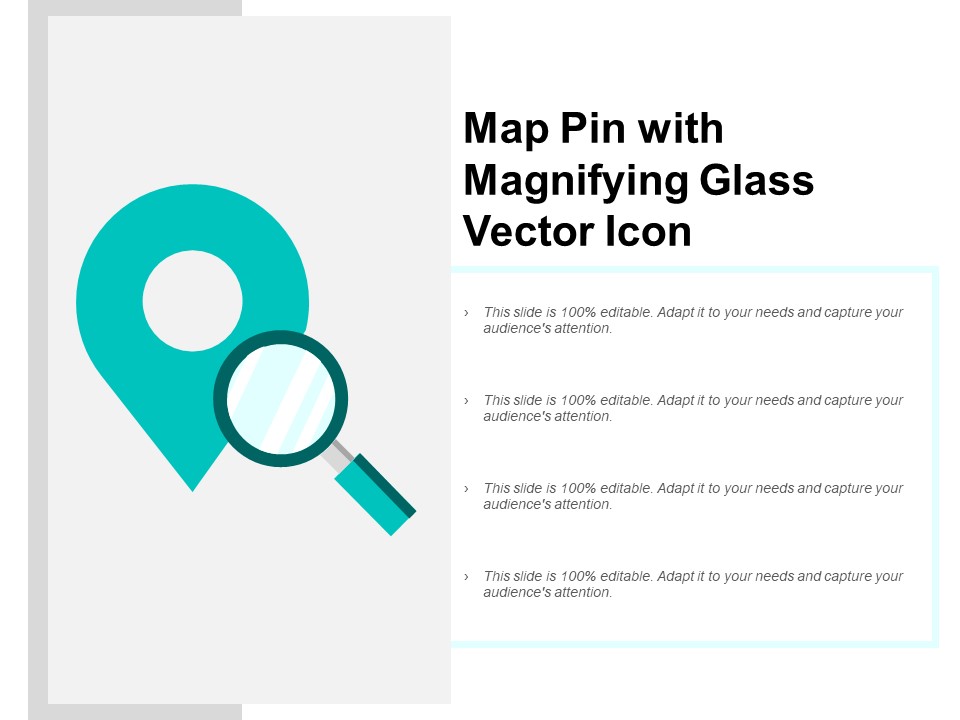 Map Pin With Magnifying Glass Vector Icon Ppt PowerPoint Presentation Model Influencers