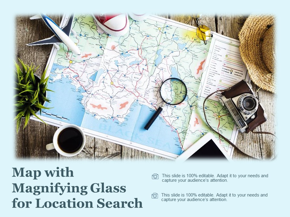 Map With Magnifying Glass For Location Search Ppt PowerPoint Presentation Gallery Design Ideas