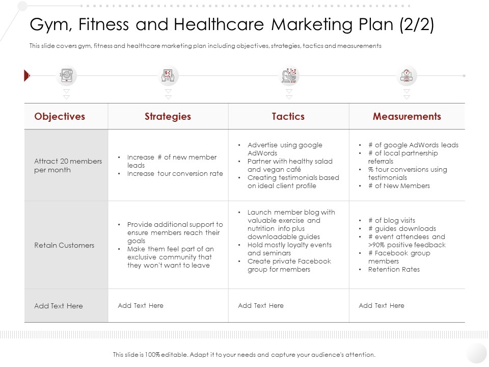 Market Entry Strategy Health Clubs Industry Gym Fitness And Healthcare Marketing Plan Objectives Partnership Themes PDF