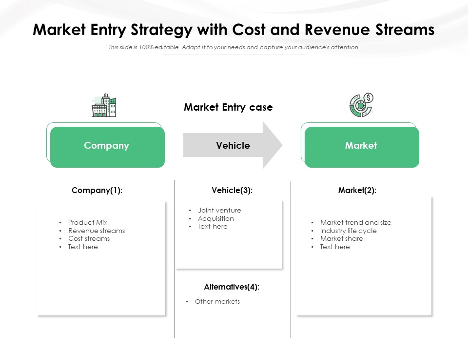 Market Entry Strategy With Cost And Revenue Streams Ppt PowerPoint Presentation Summary Inspiration PDF