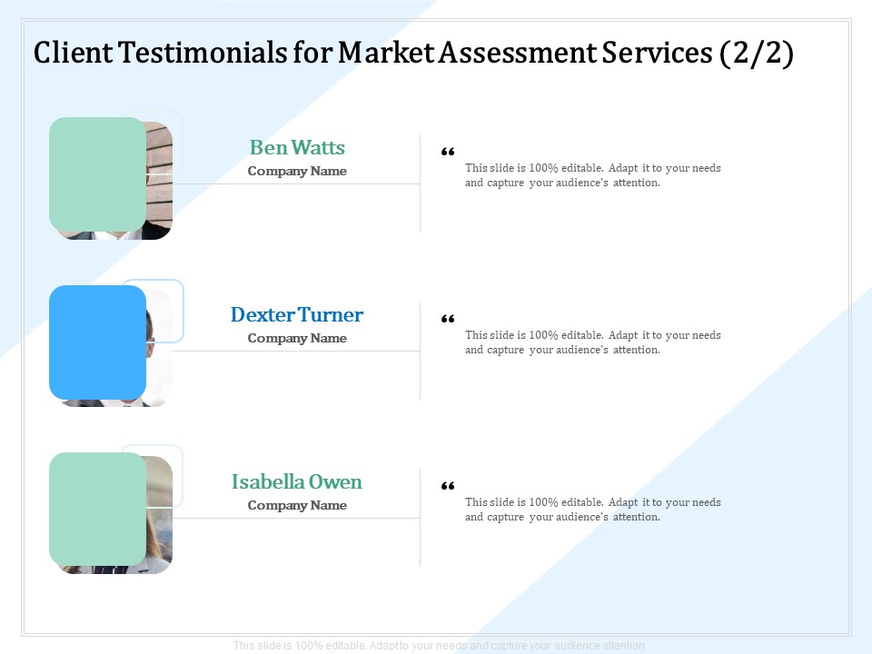 Market Research Client Testimonials For Market Assessment Services Marketing Ppt PowerPoint Presentation Show Layout Ideas PDF