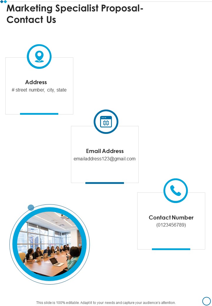 Marketing Specialist Proposal Contact Us One Pager Sample Example Document