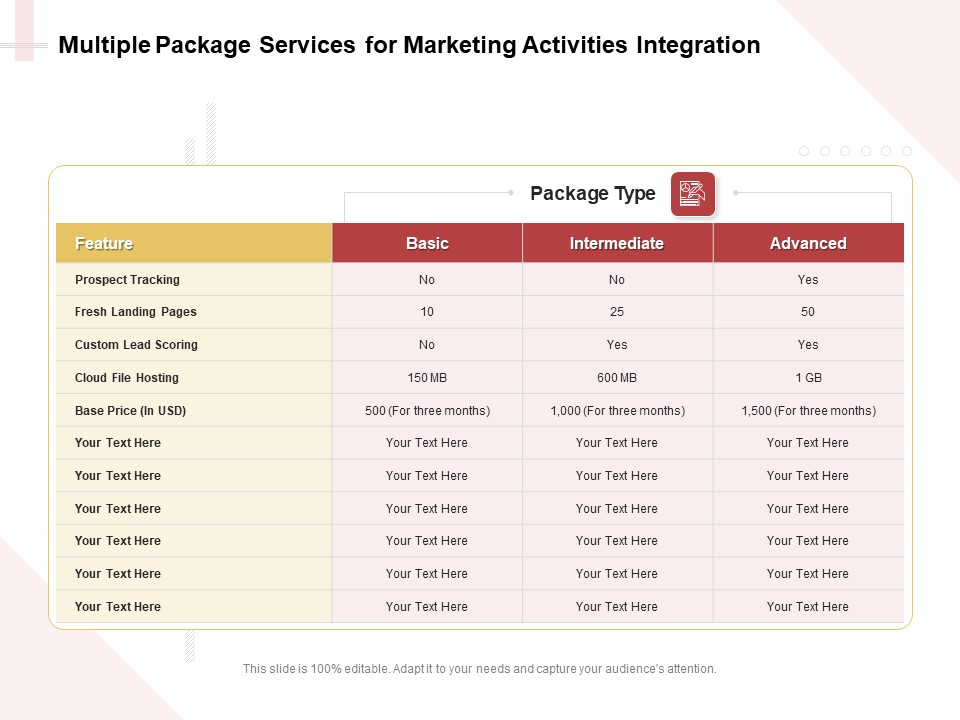 Marketing Strategy Multiple Package Services For Marketing Activities Integration Rules PDF