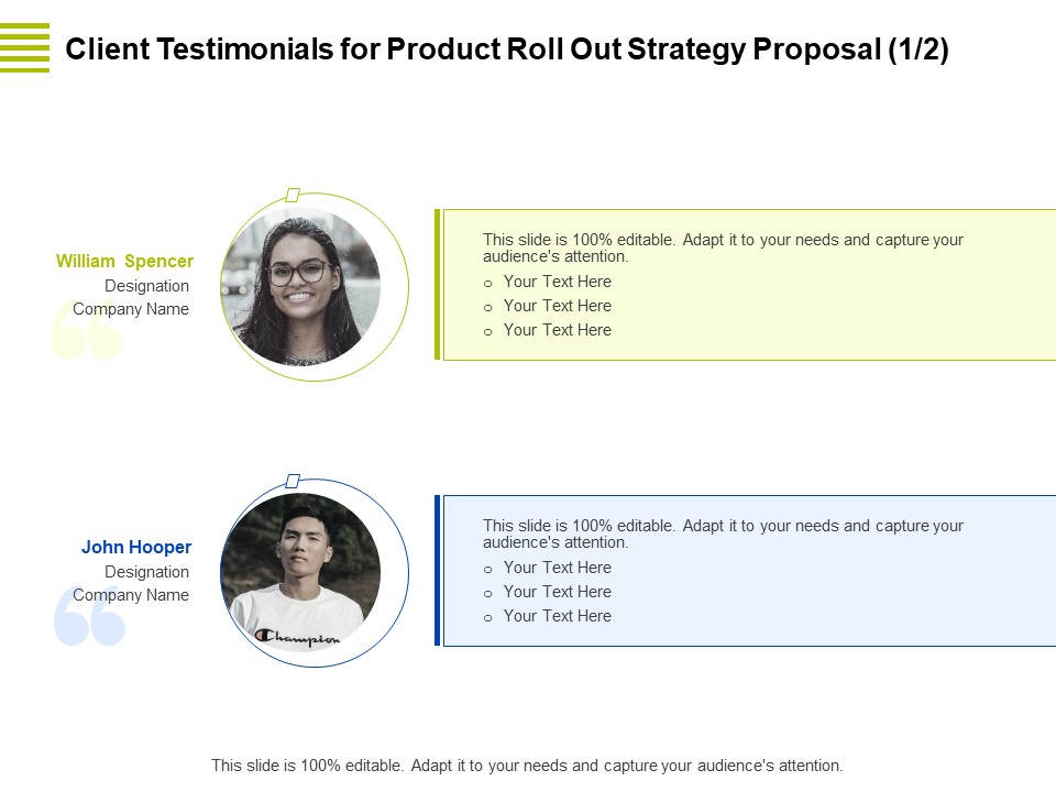 Marketing Strategy Proposal For Product Launch Client Testimonials For Product Roll Out Strategy Proposal Rules PDF